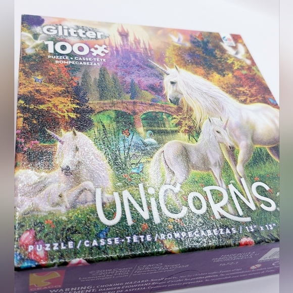 13"× 13" 100 piece Magical Unicorn Glitter Puzzle sealed - Picture 4 of 4